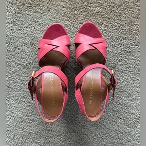 Franco Sarto coral leather cork wedge sandals - 6.5